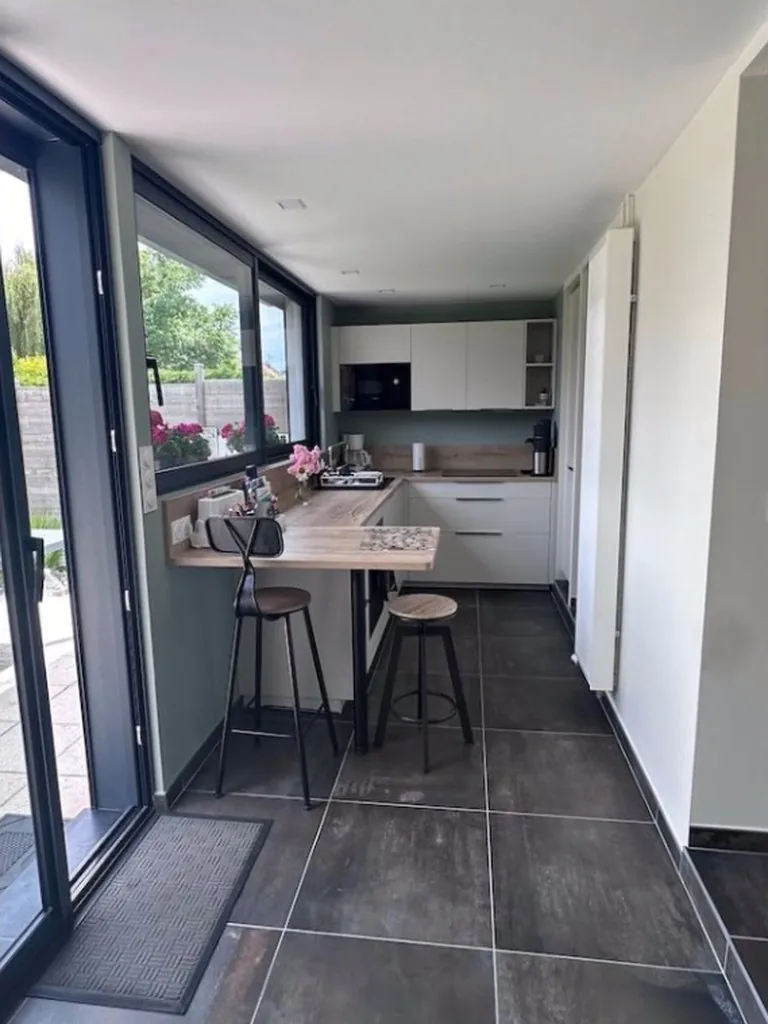 Cuisine ouverte sur le jardin à Marquette-lez-Lille - après, la cuisine
